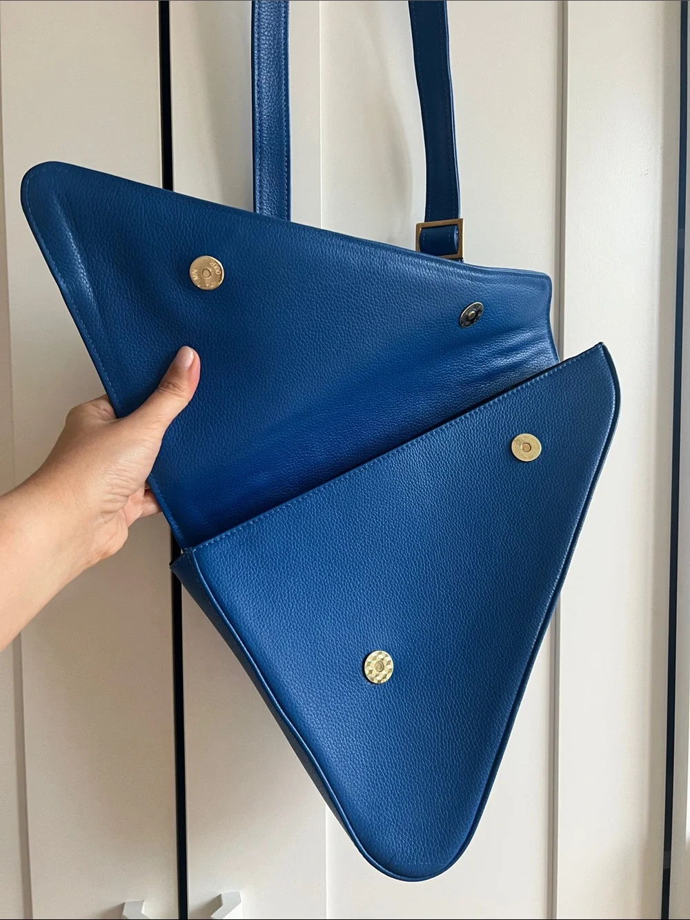 Michael Kors Bright Blue Leather Triangular Shoulder Bag